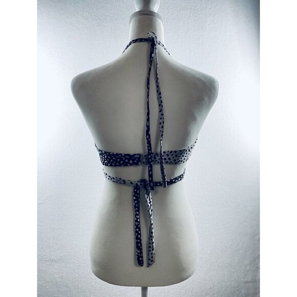 Victorias Secret Womens 34C The Wrap Halter Bikini Top Black White Underwire - Picture 6 of 10